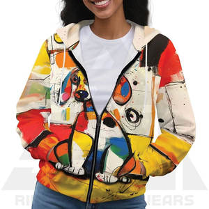 Sudadera con Capucha de Secado Rápido para Mujer, Diseño de Perro Abstracto, Mezcla Premium de Poliéster/Algodón, Cómoda, Sublimada - Product Image 5