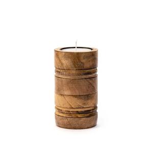 ZAMZAM IMPEX Porte-bougie en bois rustique fait à la main de forme ronde pour la décoration de la maison ou comme support de bougie pilier - Product Image 3