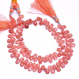 Perles de rhodochrosite AAA 6x9mm, pierres précieuses facettées en forme de poire, perles de rhodochrosite naturelle, pierres semi-précieuses, perles en vrac pour bijoux - Product Image 1