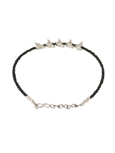 Tobillera con dije de pájaro con cuentas negras para mujer, joyería minimalista para el pie en tono plateado - Product Image 5