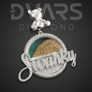 Colgante de Iniciales Personalizado Unisex Clásico de Plata de Ley 925 Chapado en Oro con Diamantes VVS de Dos Tonos de Lujo - Product Image 1