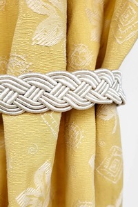 Rideau tressé en macramé noué à l'arrière Cordon plat tressé décoratif vintage draperie retenue rideau en corde texturée torsadée - Product Image 2