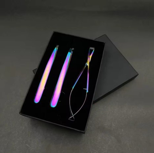 Ensemble de pinces à épiler pointues inclinées personnalisées de haute qualité, épilation des poils, vente en gros, ciseaux à ressort multicolores, épilation - Product Image 2