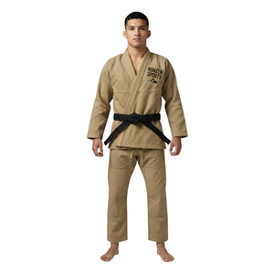Kimono de judo Rohzen pour hommes, 100% coton, coupe classique, durable, léger, vêtements d'arts martiaux pour adultes, couleur unie, beige, noir - Product Image 1