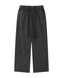 กางเกงวอร์มขากว้างของผู้ชายกางเกงวอร์มขากว้างทำจากผ้าเฟรนช์เทอร์รี่สไตล์วินเทจฟอกสี380gsm ตามสั่ง - Product Image 2