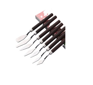7 Uds espátula de arte cuchillos de pintura mango de madera roja juego de cuchillos de paleta para mezcla de colores para lienzo acrílico al óleo-suministros de arte - Product Image 1