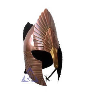 หมวกกันน็อคอัศวินยุคกลางวินเทจแบบไดคัทเหล็กสงครามครูเสดคอสตูมจบทองแดงพิมพ์ยูวีงานฝีมือโลหะฮาโลวีน - Product Image 2