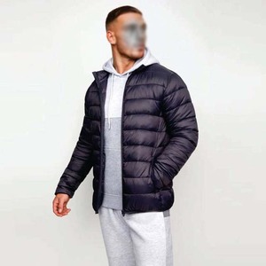 Chaquetas acolchadas de marca personalizada para hombre, estilo callejero, poliéster ligero acolchado gris de invierno con cuello levantado y bolsillos - Product Image 6