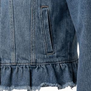 Chaqueta Vaquera Larga Elástica para Mujer, Hecha a Medida al por Mayor, con Botones, Impermeable, de Algodón, Lisa, Ropa de Abrigo de Moda Femenina - Product Image 5