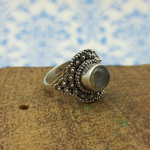 925 argent Sterling conception bohème bague de mariage femmes naturel bleu feu Labradorite diamant fournisseur indien pierre principale diamant - Product Image 4