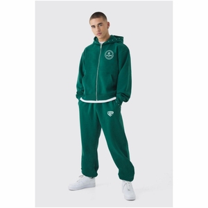 เสื้อฮู้ดซิปผู้ชาย ผ้าฝ้ายออร์แกนิค 100% คุณภาพสูง หนานุ่ม ทรงโอเวอร์ไซส์ สไตล์สตรีทแวร์ ลายเรียบ ปักลูกปัด สำหรับฤดูหนาว - Product Image 3