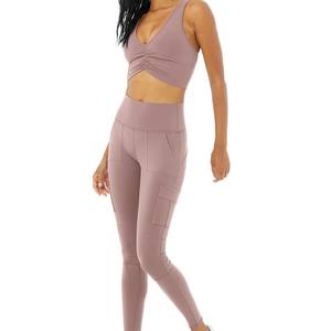 Conjunto de Yoga para Mujer al por Mayor OEM, Diseño Sólido con Hombros Descubiertos, Largo Completo, Transpirable, Ecológico, Spandex/Poliéster, Ropa Casual de Alta Calidad - Product Image 2