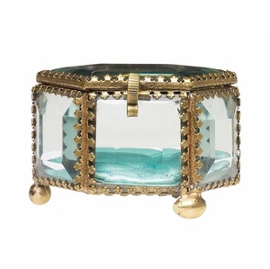 Art India Collection Boîte à bijoux en laiton et verre faite à la main Conception personnalisée Boîte à bijoux en verre et laiton antique Exportateur en gros - Product Image 3