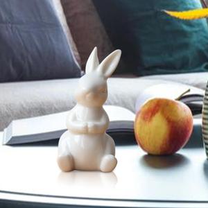 Décoration de Pâques Sculpture de lapin blanc assis mignon lapin Figurine intérieur décor à la maison objet prix bon marché - Product Image 2