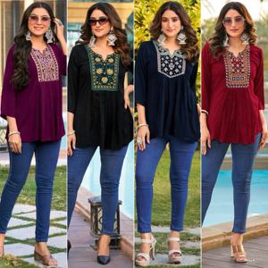 Hauts courts brodés élégants pour le bureau et les vêtements décontractés Mode féminine élégante et confortable pour un look chic de tous les jours - Product Image 2