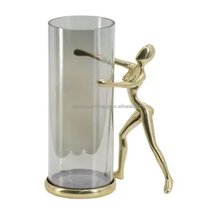 Support de vase à bougie moderne nordique lignes minimalistes lanterne en métal mat noir fabriqué par Zahid Exports - Product Image 3