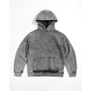 Nouveauté, dernières arrivées, sweat-shirts décontractés à effet délavé, mélange polyester/coton, broderie, teinture unie, coupe régulière, hiver, unisexe, vente en gros - Product Image 1