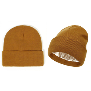 Gorro personalizado con forro satinado Y2K Beenies acrílico tejido de alta calidad gorros de seda de lana de Cachemira de primera calidad - Product Image 3