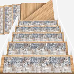 Tapis imprimé : Tapis d'escalier bohème moderne aux tons doux, Gobelin - Product Image 5