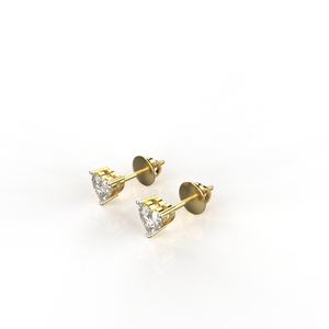 Avarta 18K Gold <b>Fine</b> <b>Stud</b> <b>Earrings</b> Heart Solitaire Design 40 Cents Each - Product Image 1