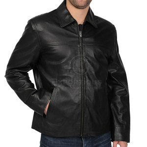 Vestes d'hiver en cuir de vache décontractées de haute qualité fabriquées au Pakistan, col montant, logo sur le devant, design personnalisé, vente en gros de vestes pour hommes - Product Image 1