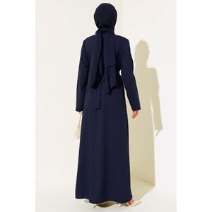 Piedra Detallada Cremallera Abaya Azul Marino - Product Image 3