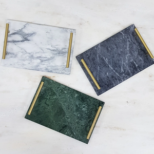 Plateau de service en marbre, artisanat exclusif, plateau en marbre élégant et stylé, plateau de rangement - Product Image 2