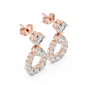 Boucles d'oreilles pendantes de mariée plaquées or blanc 14 carats avec diamants ronds de laboratoire – Boucles d'oreilles de mariage |   Nouveau diamant cultivé - Product Image 6