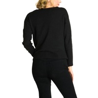 Pull-over d'hiver personnalisé avec logo OEM, pull en tricot décontracté pour femmes, col rond, décoration à paillettes, motif de personnage, 100% acrylique