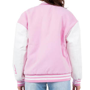 Veste universitaire confortable pour femmes de couleur rose clair vêtements de mode vestes universitaires Letterman pour femmes à bas prix - Product Image 4