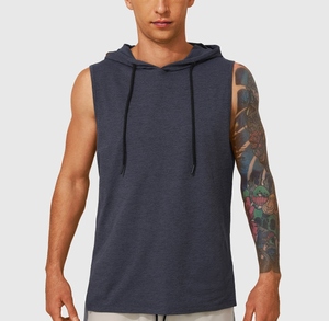 Lightweight Breathable Solid Winter Men Stringer Hoodies Cotton Blend <b>Fleece</b> Fabric for Sports Training Jogging Weightlifting - Product Image 4
