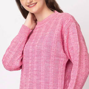 Pull-over décontracté élégant pour femme en cachemire 100% anti-boulochage avec texture tricotée plate chaude et logo frontal - Product Image 5