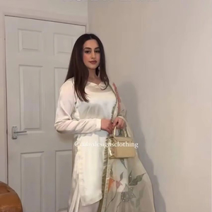 Heavy Designer Japan Satin <b>Silk</b> Glamorous Fully Stitched Top & Palazzo With Tabby <b>Organza</b> With Chiroski Work With Print Dupatta - Product Image 1