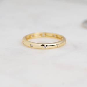 Classic Minimalist Round Brilliant Cut Bezel Set CZ <b>Cubic</b> <b>Zirconia</b> <b>Rings</b> 925 Sterling Silver Gold Plated <b>Ring</b> Gift for Her - Product Image 1