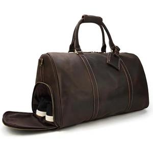 Sac de voyage pour homme en cuir véritable écologique, nouveau motif, grande capacité, fermeture éclair, bagage à main - Product Image 1