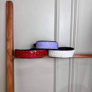 100% Natural Hair on Metallic Cowhide Branded Dog Collar Hand Tooled Western Padded Collar Engraved Genuine Leather Pet Collar - Product Image 3