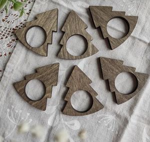 Rond de serviette en bois de ferme rustique naturel de haute qualité pour la fête de restaurant d'hôtel de table à manger de mariage - Product Image 2
