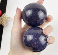 Grande Sphère Boule de Cristal en Grès Bleu Goldstone Spécimen Minéral Pierre Précieuse par ALIF CRYSTAL ET AGATE