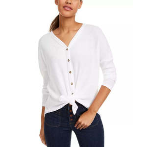 Top da Donna Ultra Flirt in Maglia a Costine con Stampa Floreale Tie-Dye, Traspirante, Bianco, Taglia Media - Product Image 1