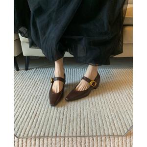 รองเท้าสไตล์ฝรั่งเศสแบบแมรี่เจนรุ่นล่าสุดสำหรับฤดูใบไม้ผลิและฤดูร้อน รองเท้าส้นเตี้ยหนังพื้นหนาสไตล์อังกฤษแบบเรโทร รองเท้าส้นสูงหวานๆ เท่ๆ - Product Image 1