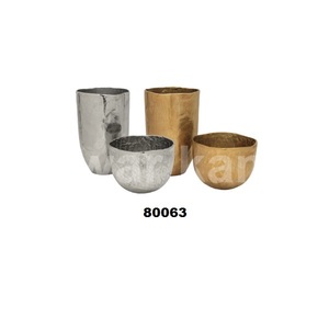 4 Pcs Vases à fleurs ronds en aluminium doré et argenté pour la décoration intérieure Article - Product Image 1