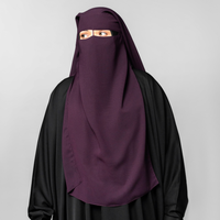 Voile longue en laine et mousseline triple couche pour femmes musulmanes modestes, couleur prune, respirant, séchage rapide, léger, vente en gros