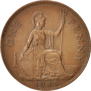 เหรียญสะสมเพนนีสีแดงของสะสม1945ที่หายากในสหราชอาณาจักร - Product Image 2