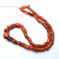 Perles en forme de tube de corail rouge italien naturel perles en forme de tube 7X11MM 16 "pouces fabrication de bijoux