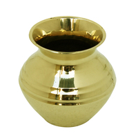 Pot à eau ou à couleur en laiton artisanal pour Puja, pot à plantes en design incurvé et style personnalisé avec emballage haut de gamme