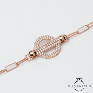 สร้อยข้อมือเงินแท้ 925 แบบโซ่และแบบเชื่อมต่อ ยี่ห้อ Silverings สีโรสโกลด์ - Product Image 5