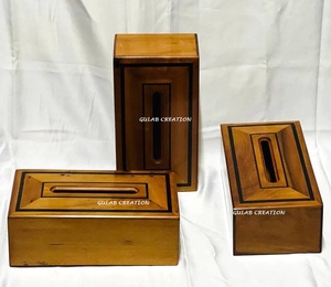 Simple Wooden Tissue Box Holder for Tabletop Use Rustic <b>Napkin</b> <b>Dispenser</b> Case for Home, Office, and Restaurant Table Decor - Product Image 2