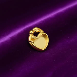 Colgante con Bisel de Corazón de 10 mm, Plata de Ley 925 Chapada en Oro, Diseño de Lujo de Madre e Hijo, para Fabricación de Joyas de Resina DIY - Product Image 4