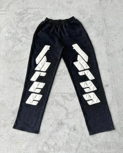 Pantalones de chándal para correr apilados Unisex, pantalones de carga holgados acampanados con bordado desgastado de alta calidad, planos de cintura alta Vintage - Product Image 2