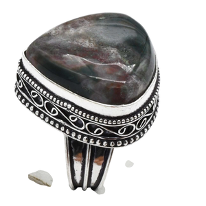 Anillos finos de Plata de Ley 925 al por mayor, piedras preciosas de sangre africanas talladas originales, piedras preciosas de corte ovalado, ajuste de bisel para mujer - Product Image 1